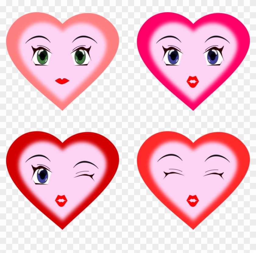 Face Smiley Drawing Eye Emoticon - Cartoon Hearts With Faces #1381091
