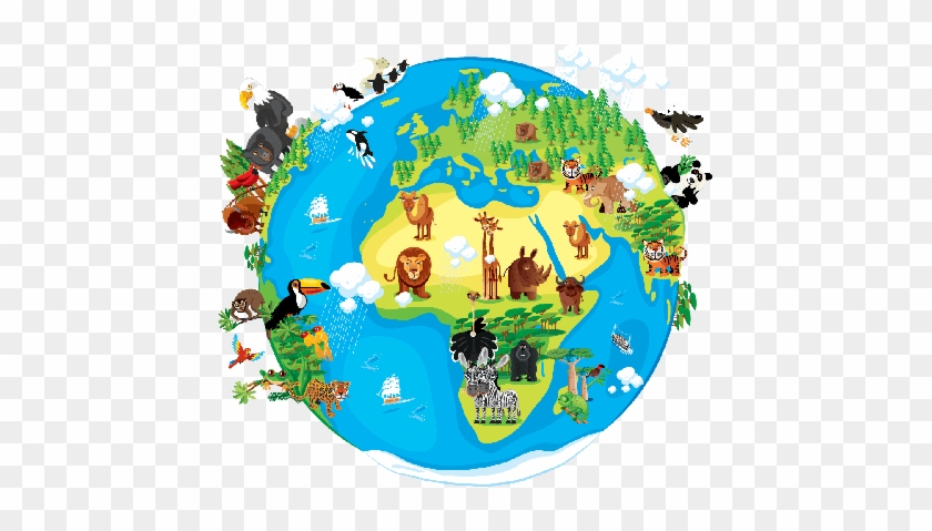 Animals Cartoon Of World Clipart The Arts Image - Animals Around The World Clipart #1381173