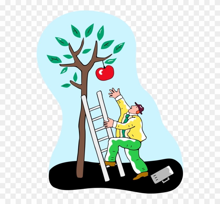 Clip Art Transparent Businessman Clipart Climbing - Climbing Ladder Apple Tree #1381180