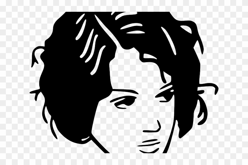 Short Hair Clipart Transparent - Short Hair Clip Art White And Black #1381323