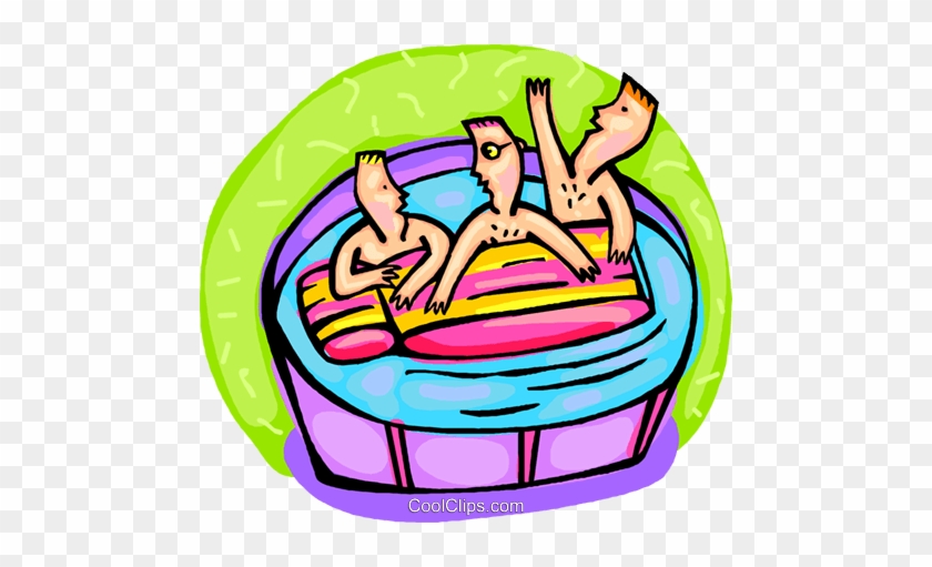 Kids Playing In Pool With Raft Royalty Free Vector - Heat #1381381