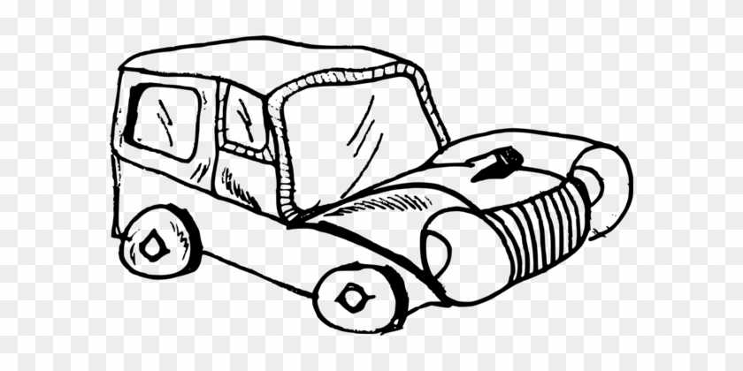 Classic Car Sports Car Vintage Car Drawing - Old Car Cartoon Black And White #1381387