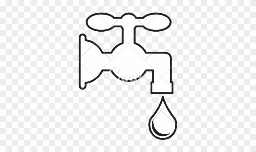 Pure Water Tap Icon - Water Faucet Drawing Png #1381419