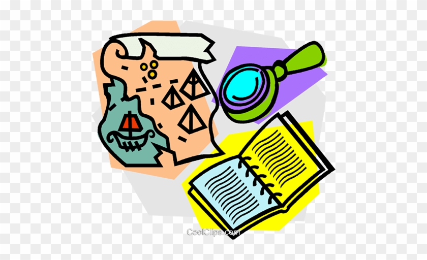School Projects Cliparts - Map And Magnifying Glass Clipart #1381615