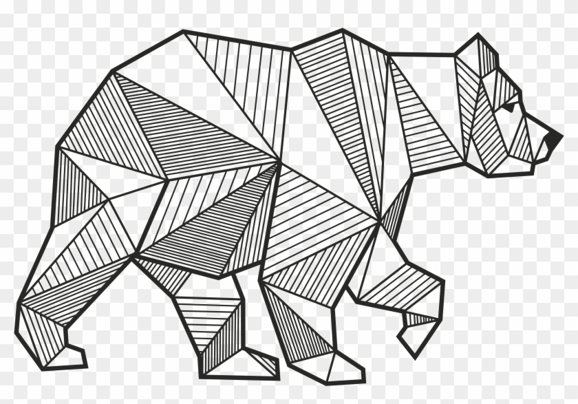Polar Bear Brown Geometrical Transprent Png Free - Geometric Polar Bear Drawing #1381753