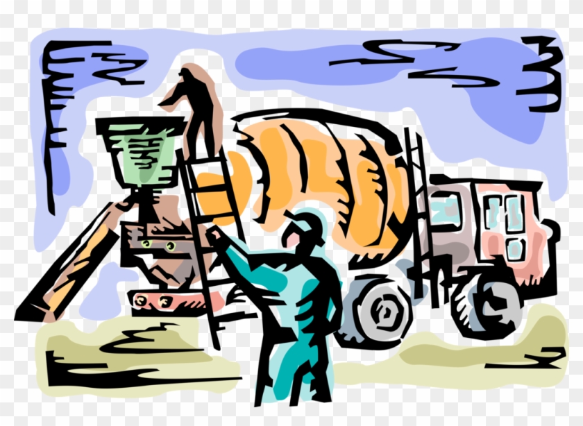 Vector Illustration Of Heavy Machinery Equipment Concrete - Illustration #1382420