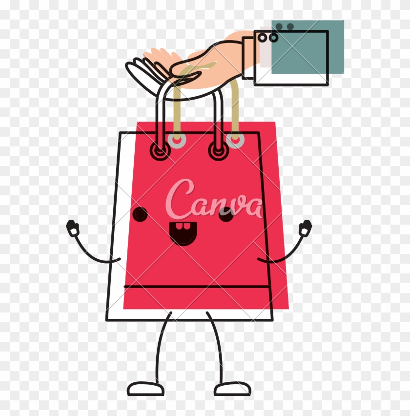 Hand Holding A Trapezoid Shopping Bag - Vector Graphics #1382611