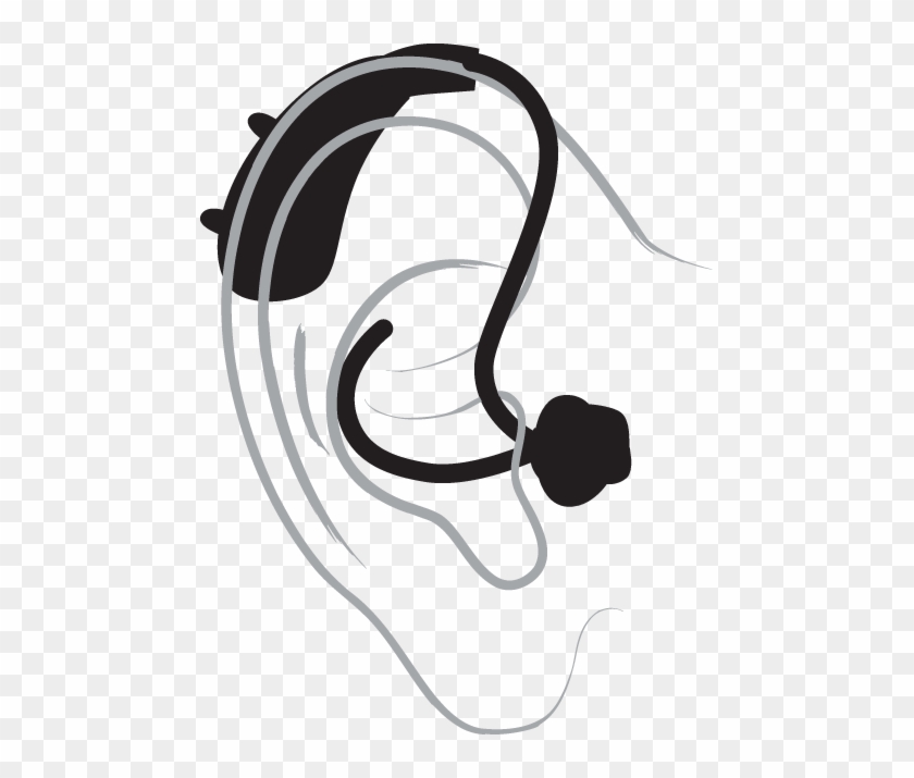 Behind The Ear - Ear With Hearing Aid Drawing - Free Transparent PNG Clipar...