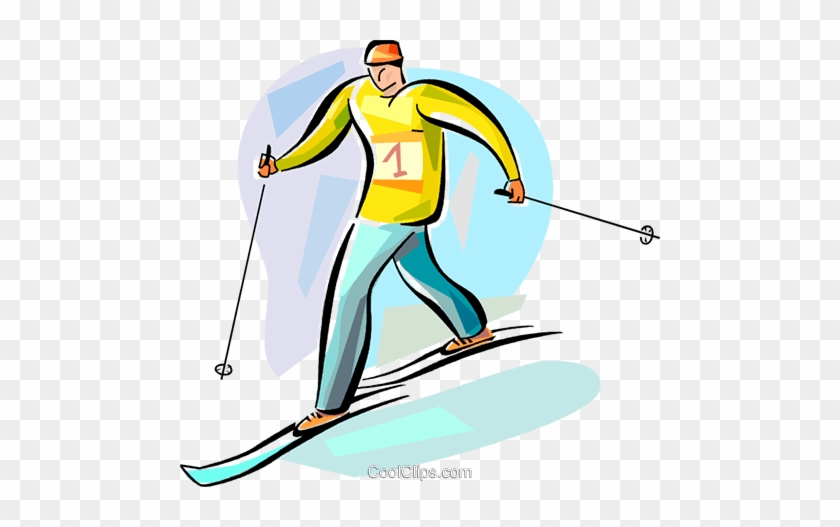 Cross Country Skiing Royalty Free Vector Clip Art Illustration - Nordic Skiing #1384098