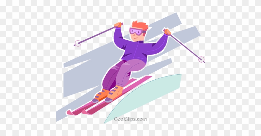 Downhill Skier Royalty Free Vector Clip Art Illustration - Skiing #1384146