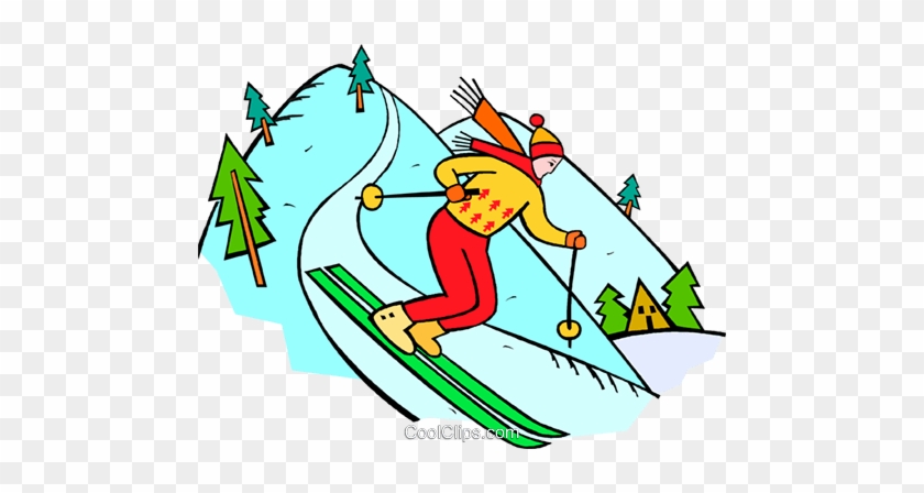Downhill Skier Royalty Free Vector Clip Art Illustration - Downhill Skier Royalty Free Vector Clip Art Illustration #1384147