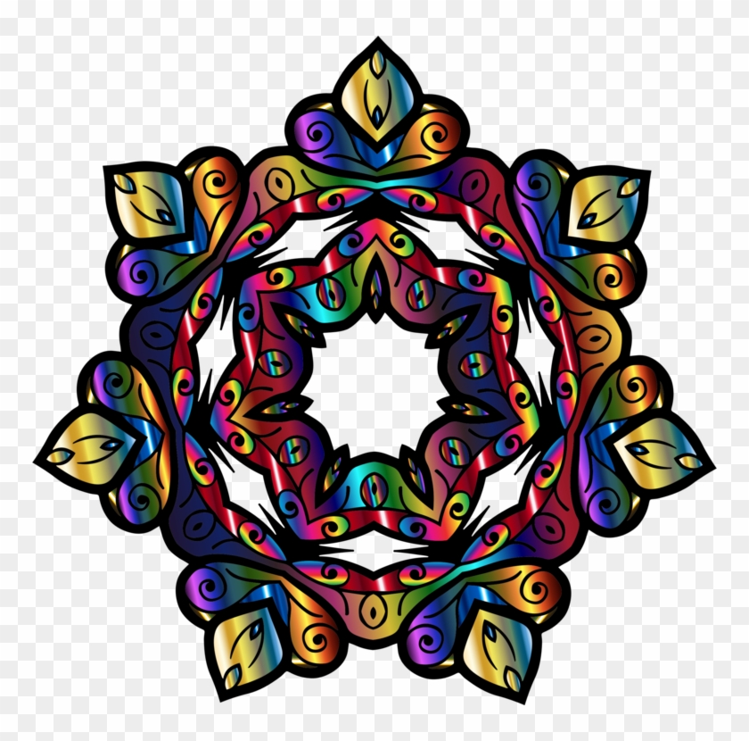 Symmetry Kaleidoscope Line Flower - Yoga #1384304