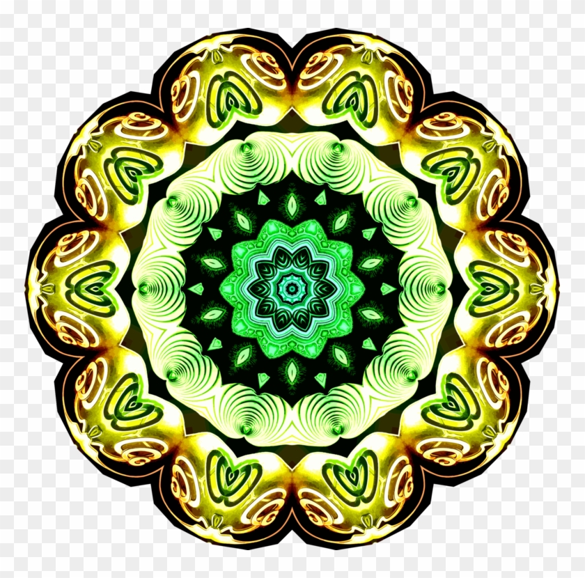 Floral Design Symmetry Kaleidoscope Green - Clip Art #1384307