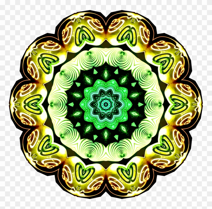 Floral Design Symmetry Kaleidoscope Green - Clip Art #1384307