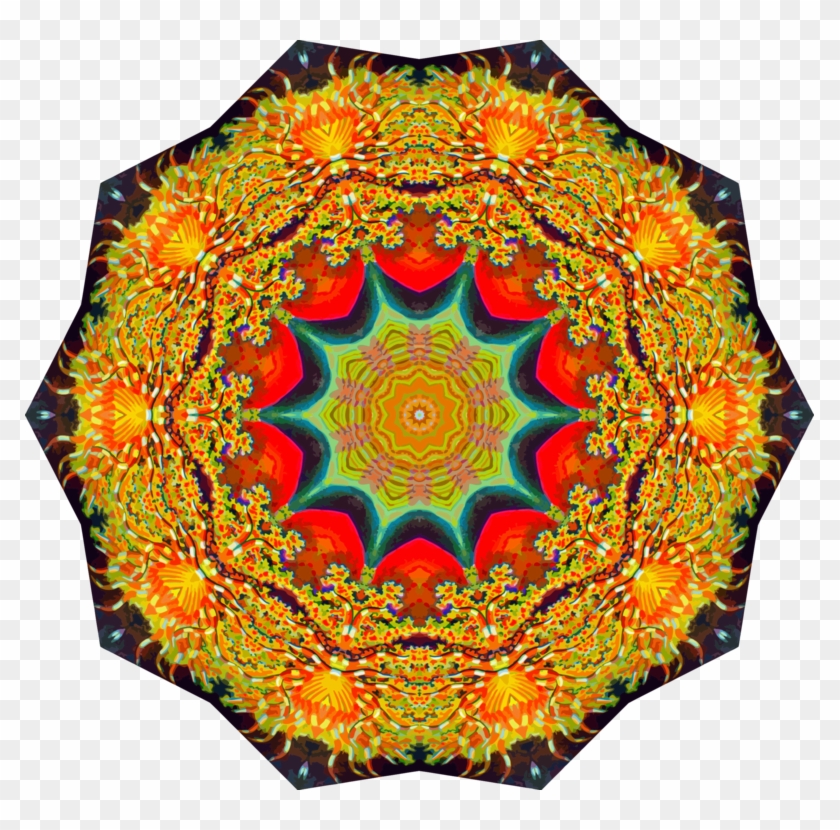 Textile Symmetry Orange Quilt Kaleidoscope - Illustration #1384315