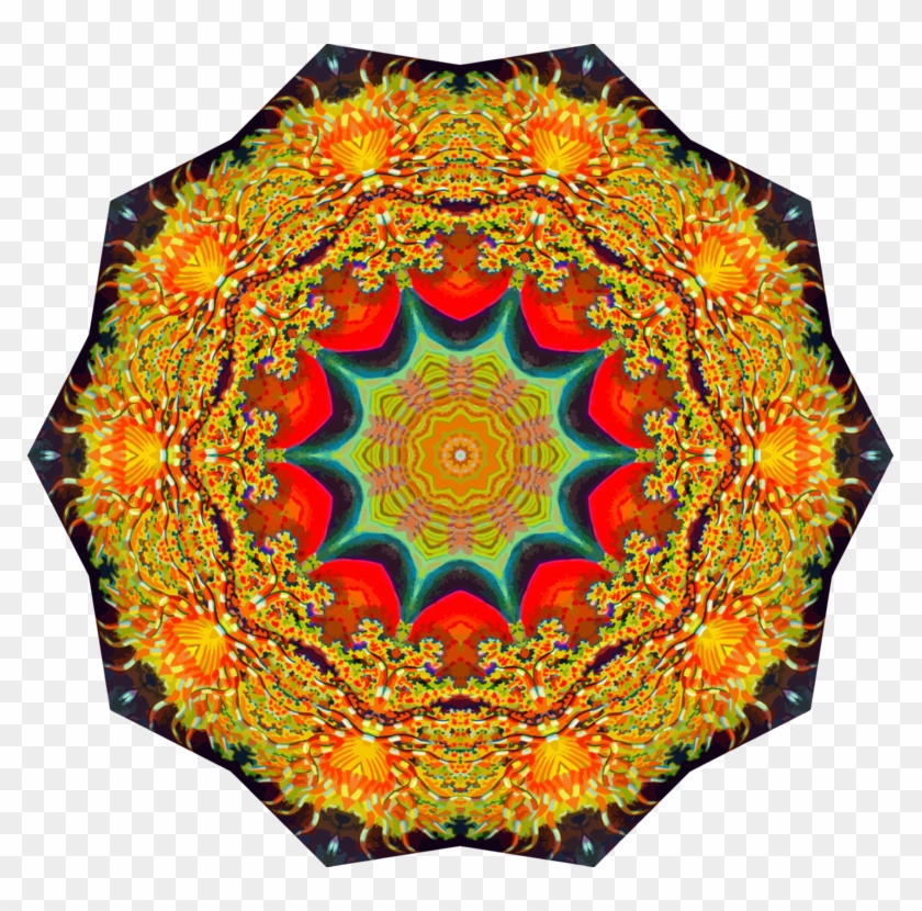 Textile Symmetry Orange Quilt Kaleidoscope - Illustration #1384315