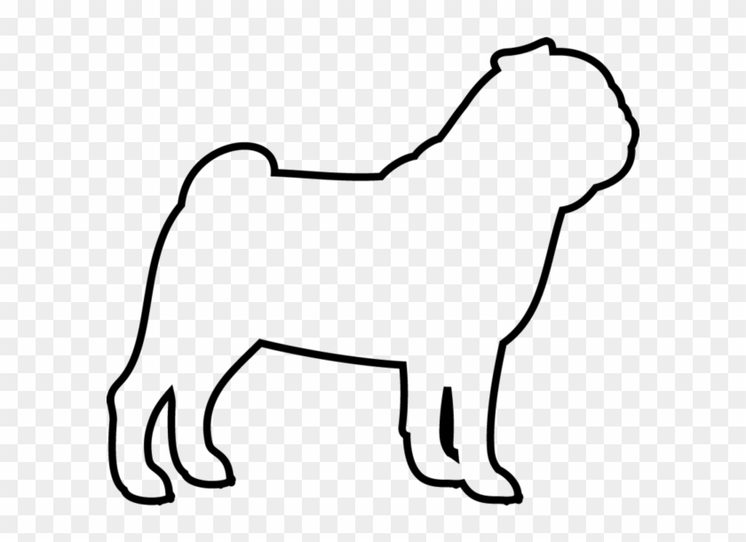 Pug Outline Drawing At - Black And White Pug Outline #1384489