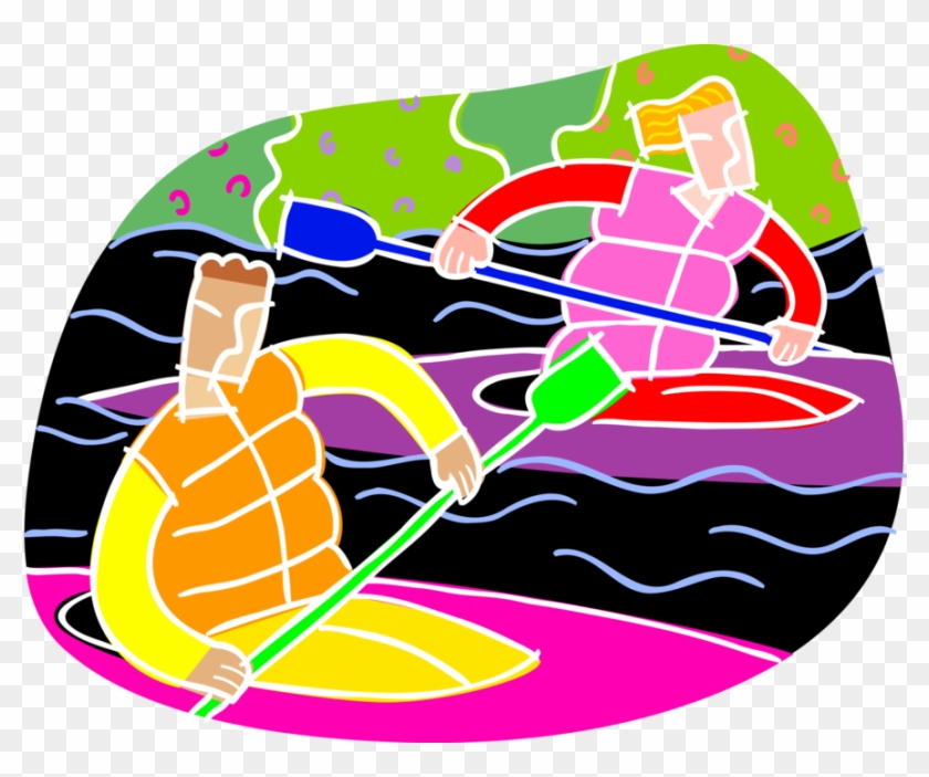 People Kayaking Royalty Free Vector Clip Art Illustration - Water #1384663