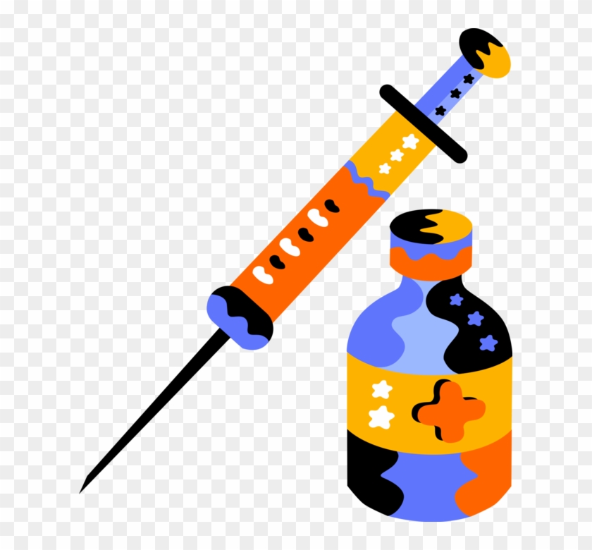 Vector Illustration Of Vaccination By Injection Of - Hypodermic Needle #1385519