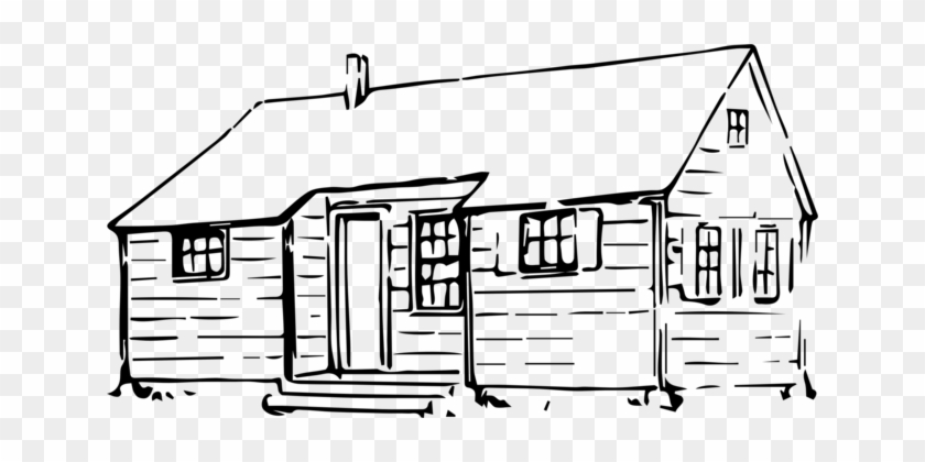 Drawing Cottage Log Cabin House Line Art - Big Ben Dot To Dot #1385880