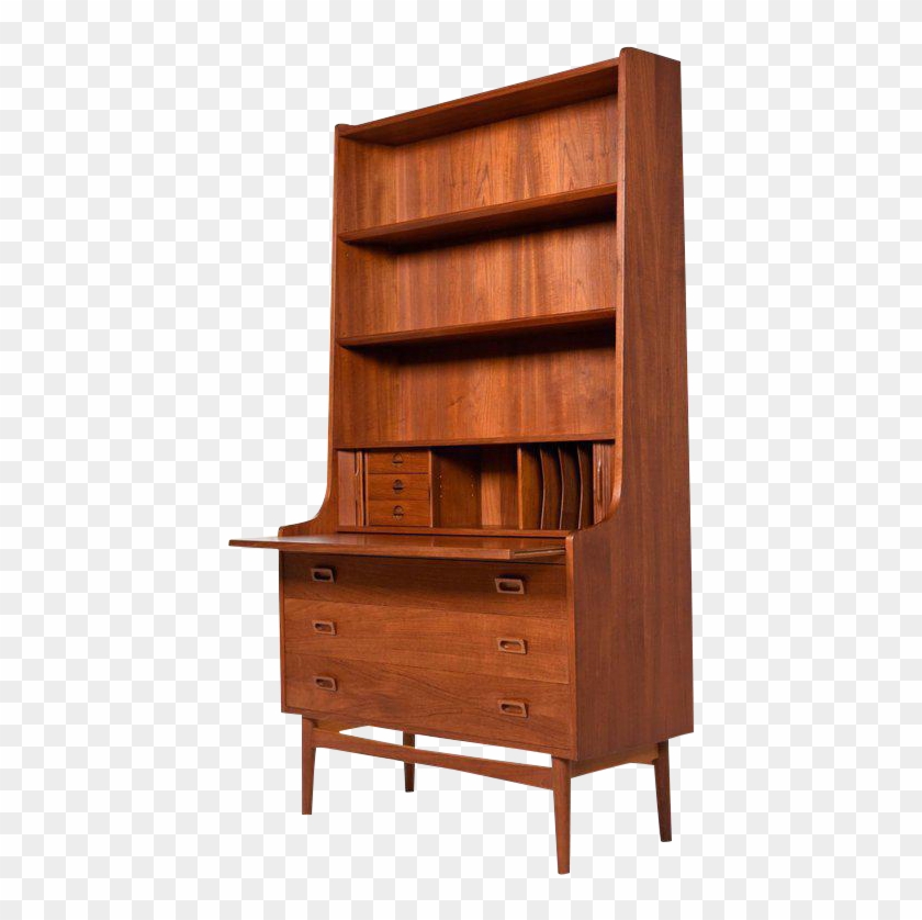 Vector Free Borge Mogensen Style Danish Teak Bookcase - Mid Century Bookcase Desk #1386364