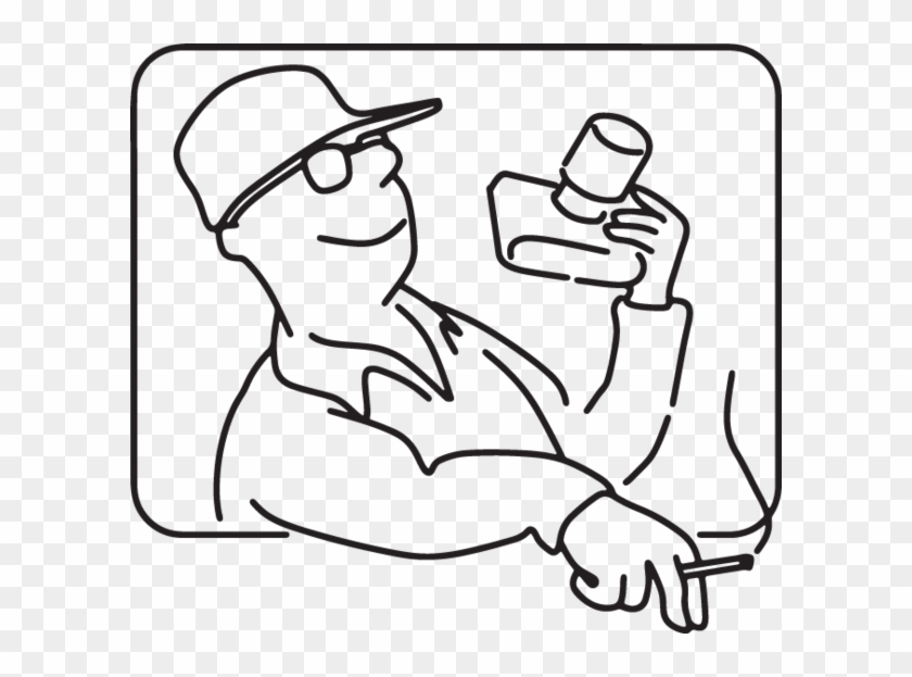 Man With Camera And Cigarette - Drawing #1386385