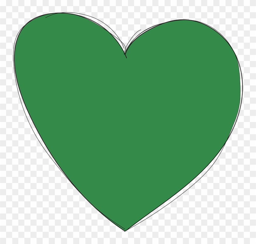 Heart, Green, Love, Drawn By Hand, Form - Love Green Png #1386398