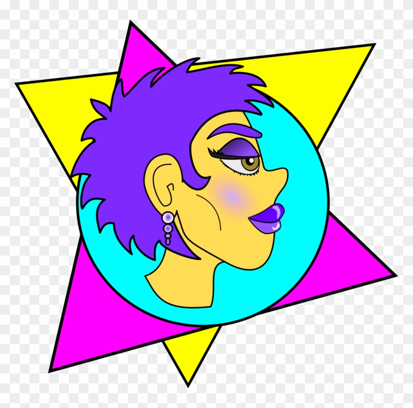 New Wave 1980s Punk Rock Cartoon Sticker - Clip Art #1386531