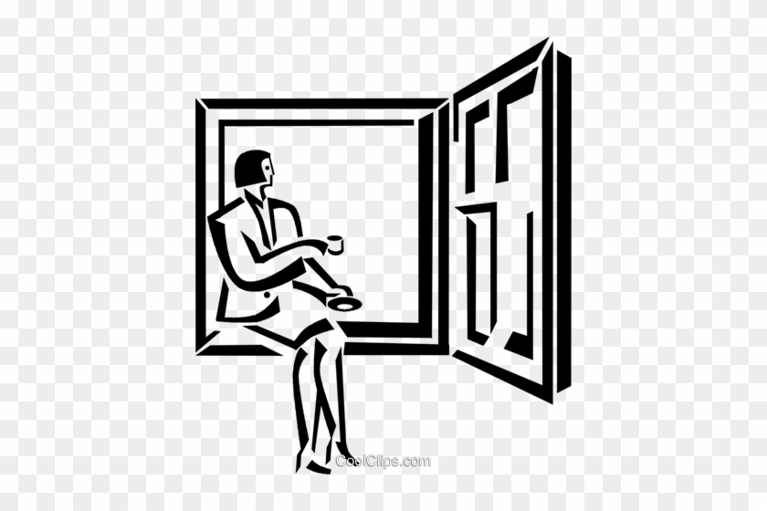 Businesswoman Looking Out Of The Window Royalty Free - Sitting #1386747