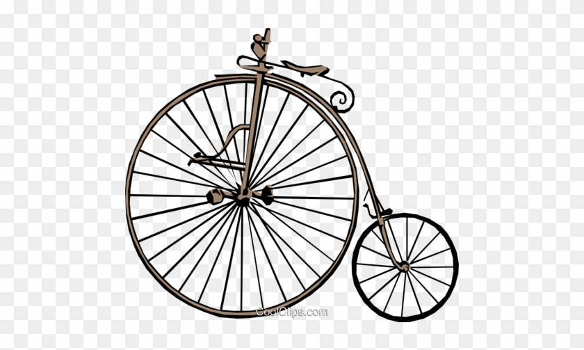 Old Fashioned Bicycle Royalty Free Vector Clip Art - Bicycles Through The Ages #1386822