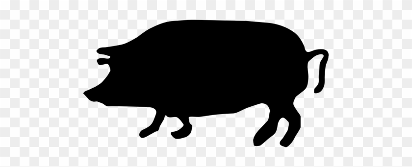 Image Black And White Wild Pig Silhouette At - Pig Silhouette Clip Art #1386922