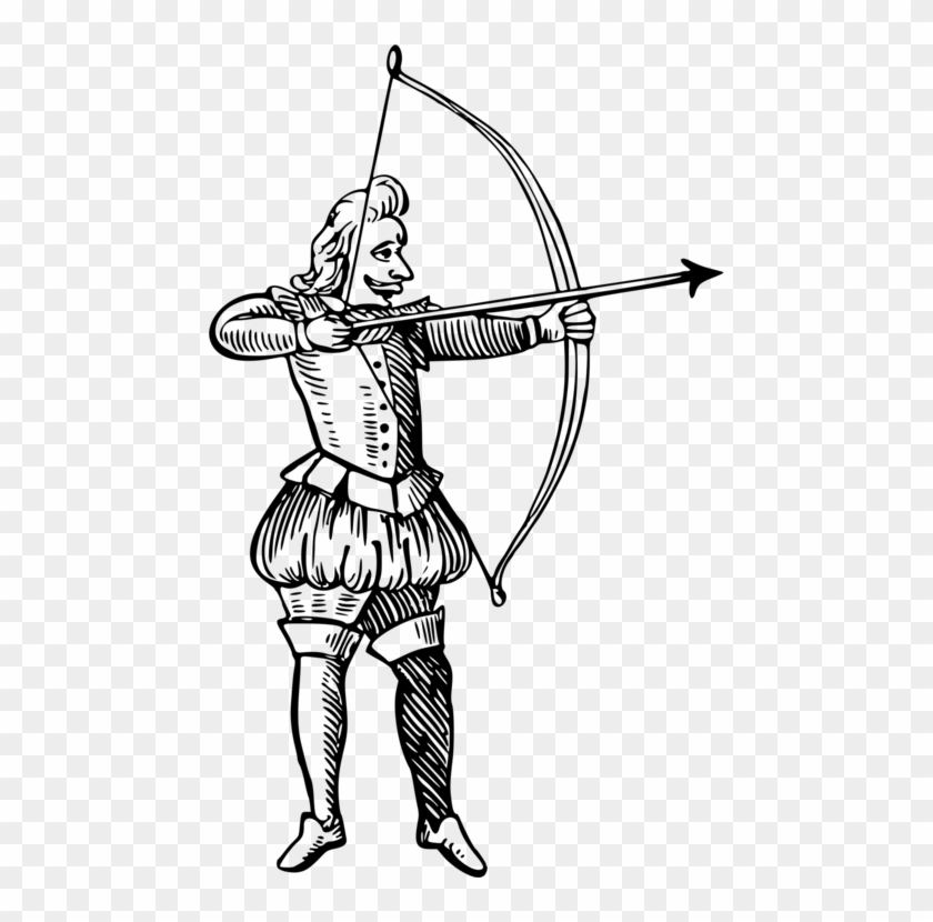 Vector Royalty Free Library And Arrow Archery Drawing - Archer Clipart Black And White #1387171