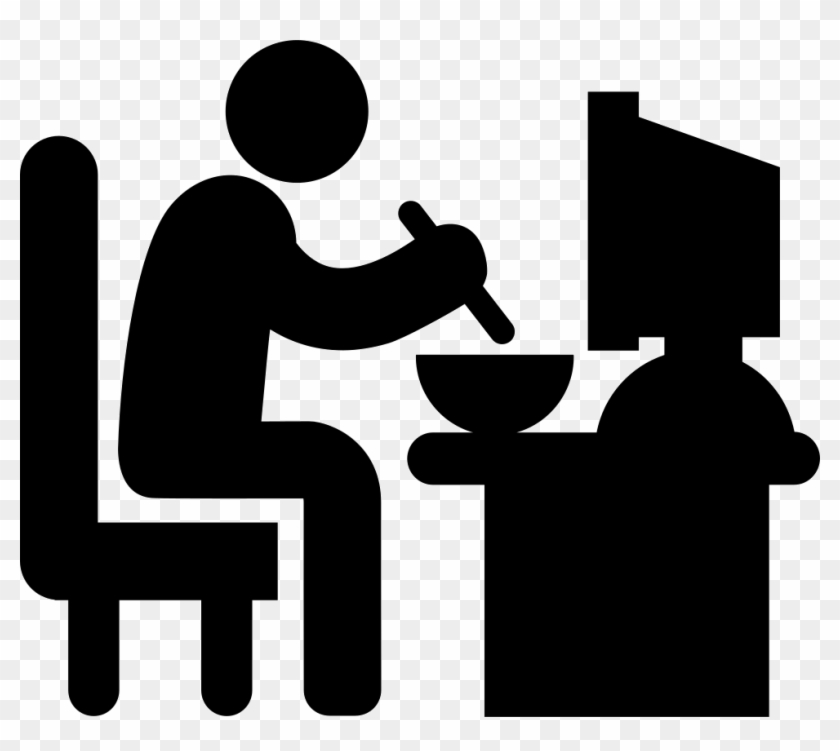 Man Sitting In His Job Desk Eating Lunch Comments - Man On Computer Logo #215321