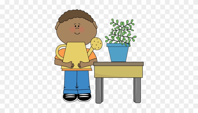 Boy Classroom Plant Helper Clip Art - Cartoon #215569