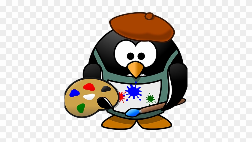 Painter Tux Art Artist Beret Blotch Brush - Art Clipart #216522