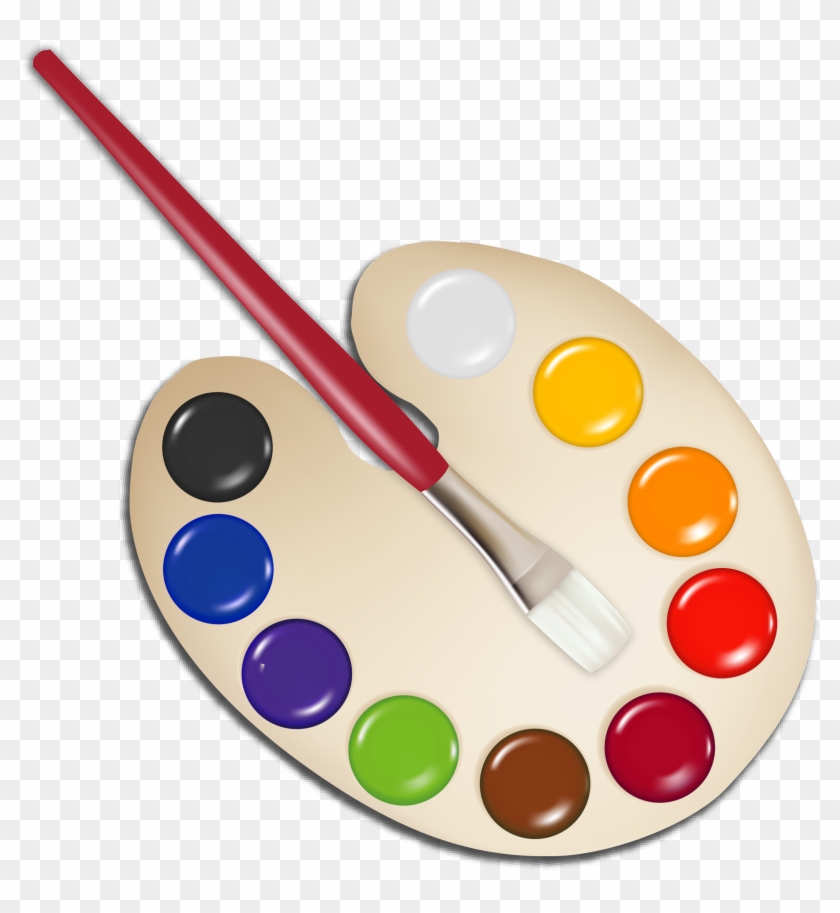 0, - Paint Brushes And Palette #216568