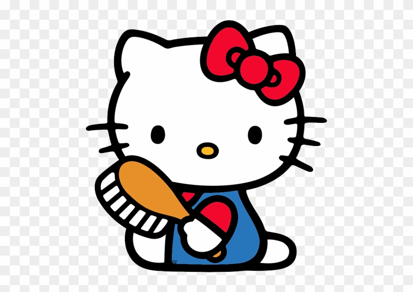 Hello Kitty Holding A Hair Brush - Hello Kitty Name Tag #216574