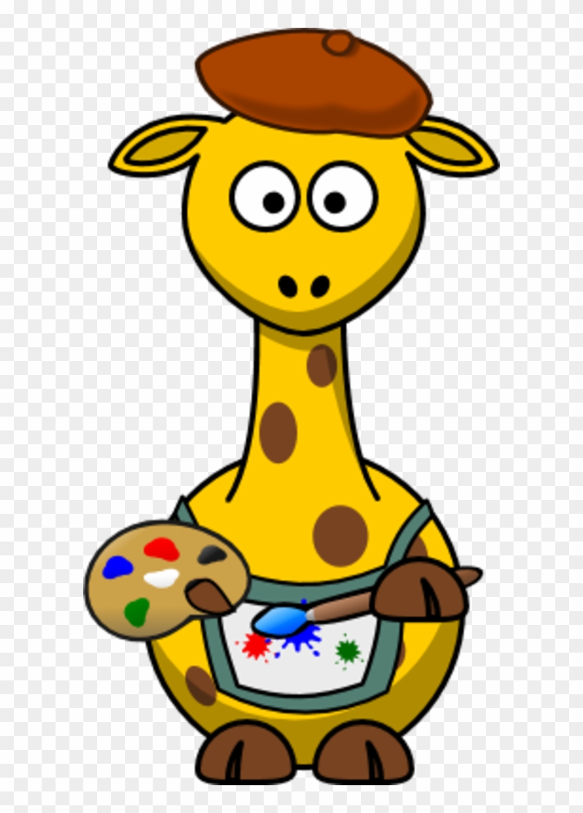 Giraffe As A Painter Artist - Painter Giraffe Cartoon Shower Curtain - Free  Transparent PNG Clipart Images Download