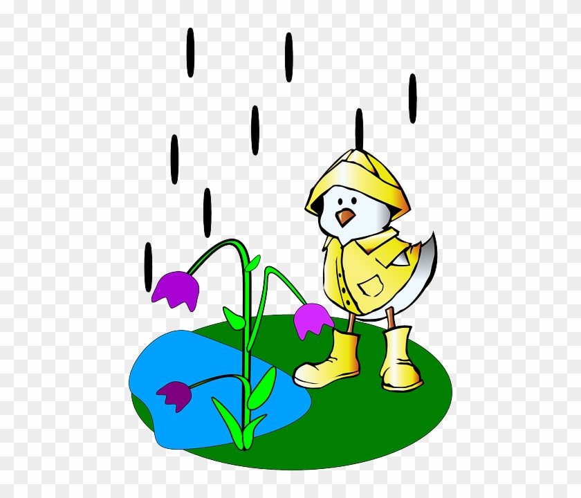 Flower, Cartoon, Wet, Duck, Rain - Wet Clipart #216927