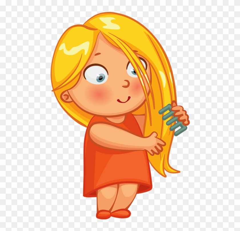 Clip Art Kid Brush Hair Clock Time Art Kids - Brush Hair Clipart #216987