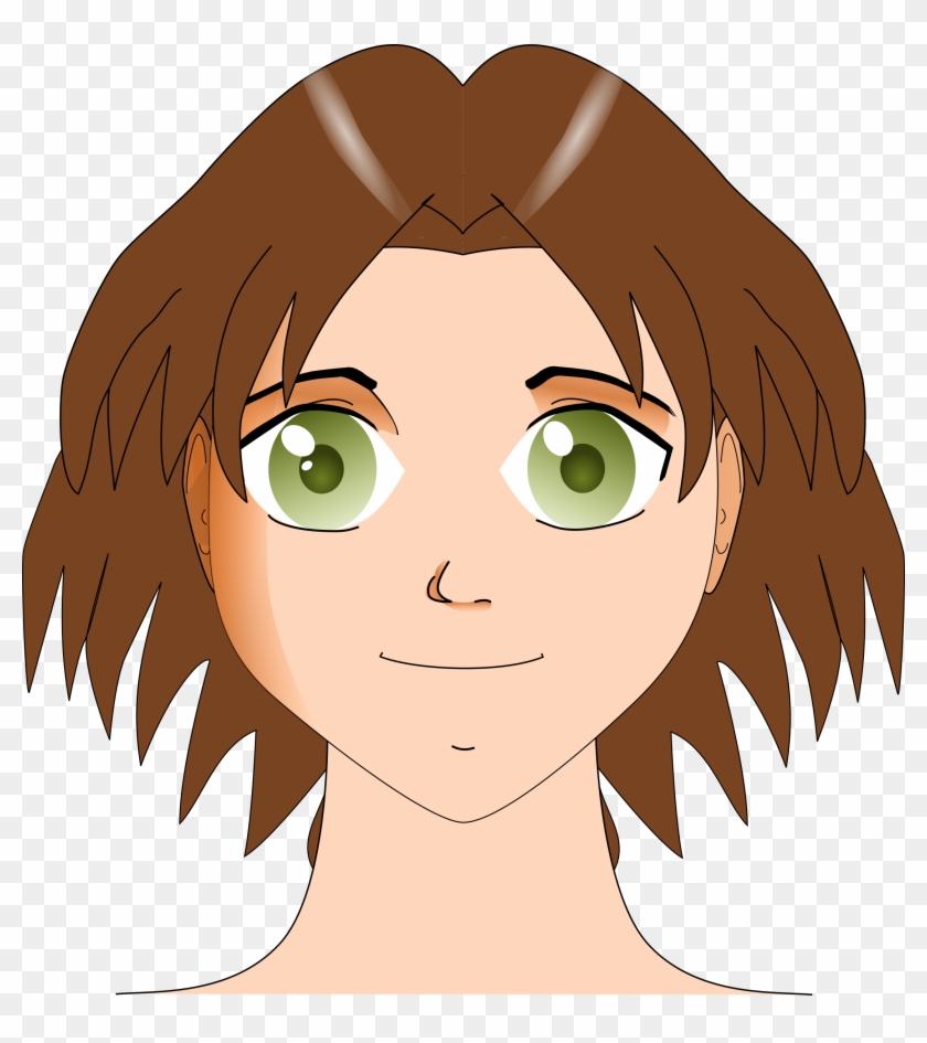 Manga Face - Green Eyes Girl Clipart #217128
