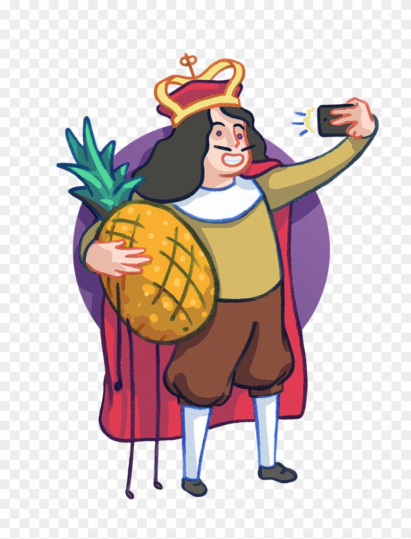 Illustration By Steven Twigg Of A King Holding Pineapple, - Illustration #217351