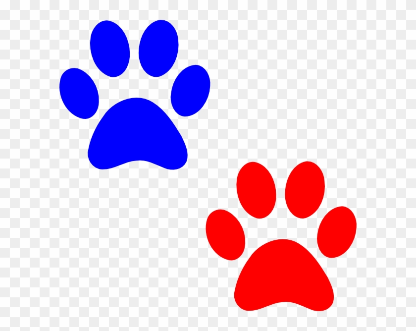 Red And Blue Paw Print #217468
