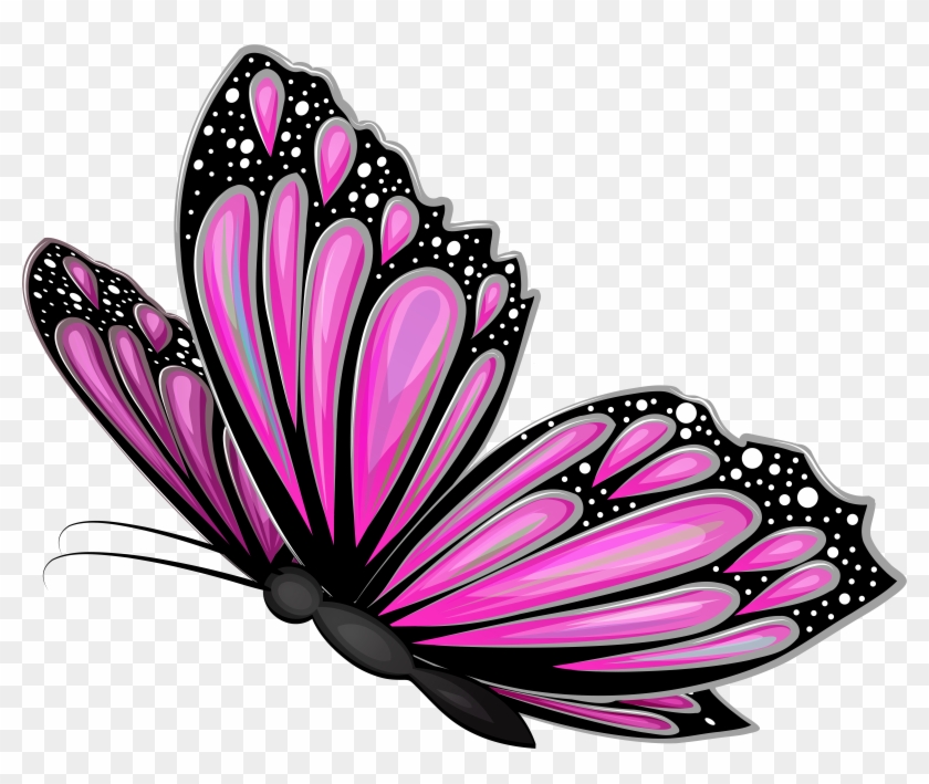 Pink Butterfly Transparent Png Clip Art Image - Pink Butterfly Png #217563