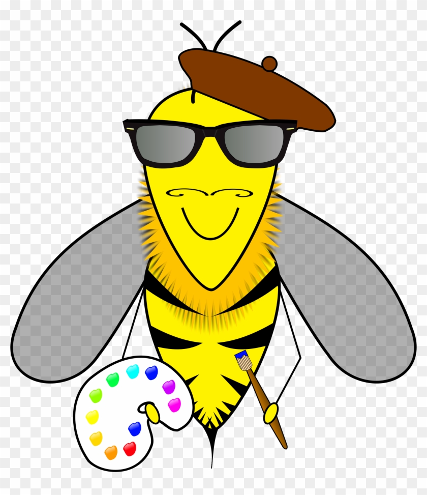 Clipart Hipster Bee Artist - Bee Artist Shower Curtain #217765