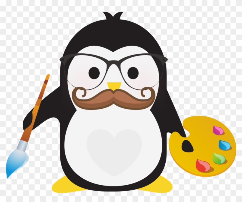 Technical Penguins Design Penguin Is Holding A Paintbrush - Penguin Running Away Png #217767