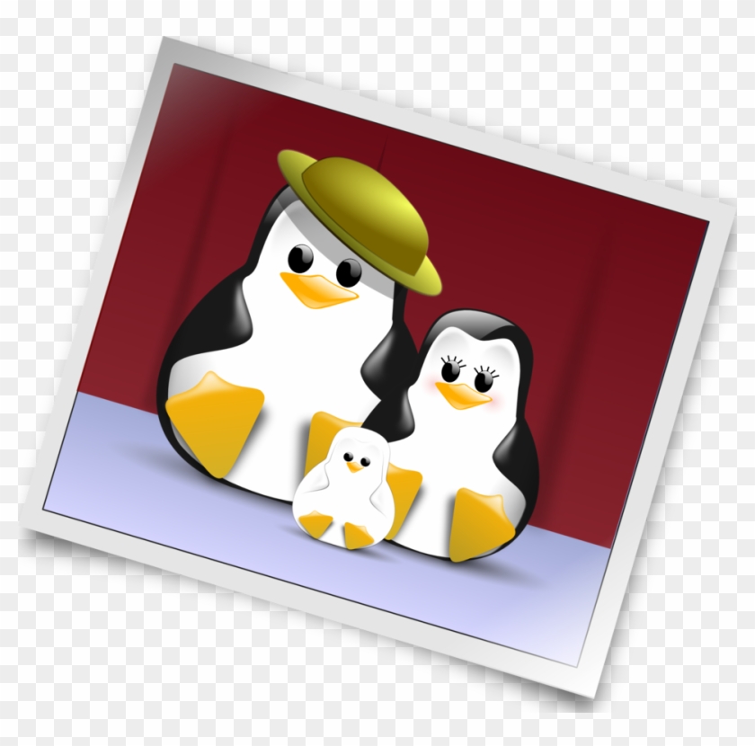 Tux's Family - Cute Penguin Family Portrait Round Ornament #217970