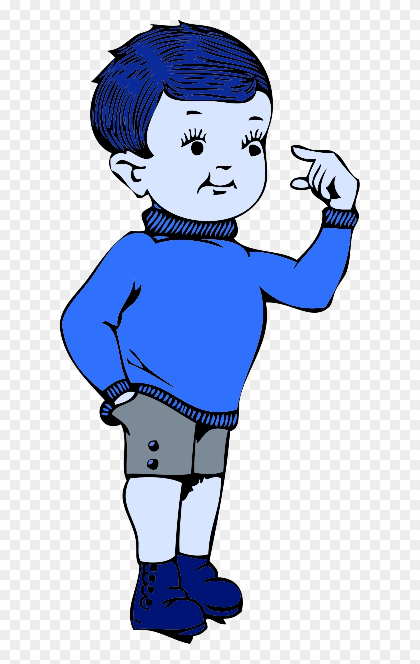 Little Boy Pointing To His Head - Little Blue Boy Cartoon #218137