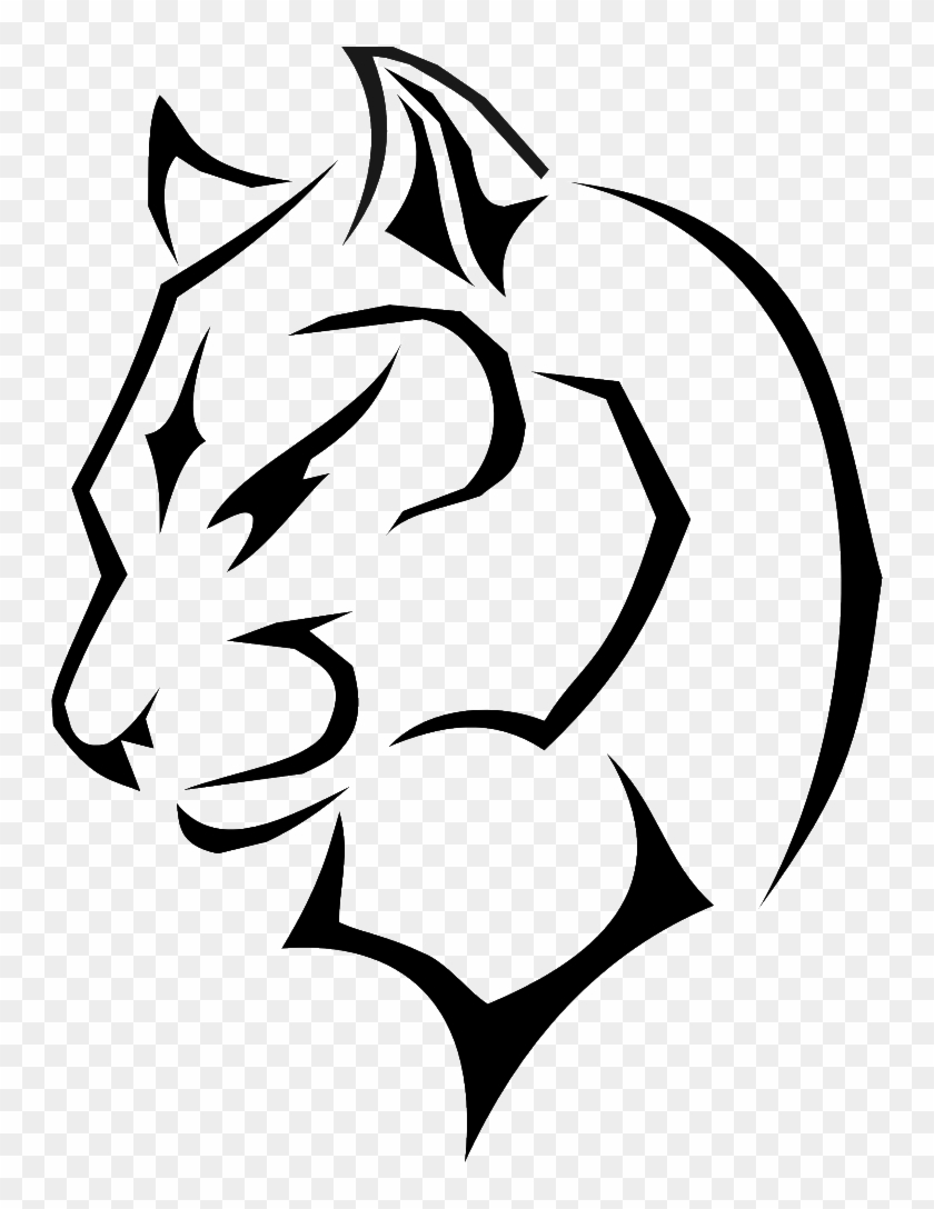 Black Panther Cougar Drawing Clip Art - Black Panther Drawing Black And White #218153