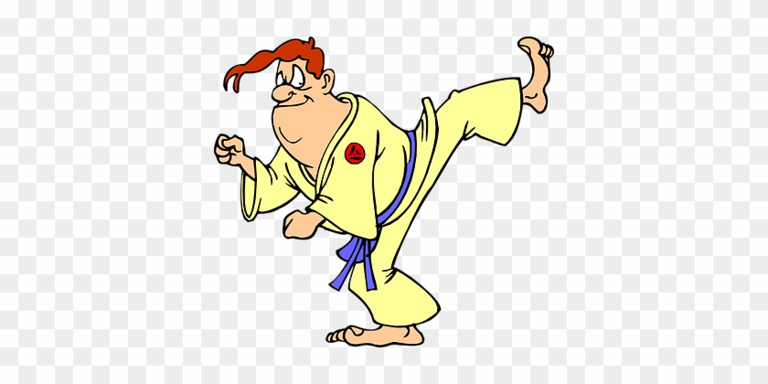 Man Karate Sports Kick Fight Kicking Actio - Cartoon Karate Clip Art #218398